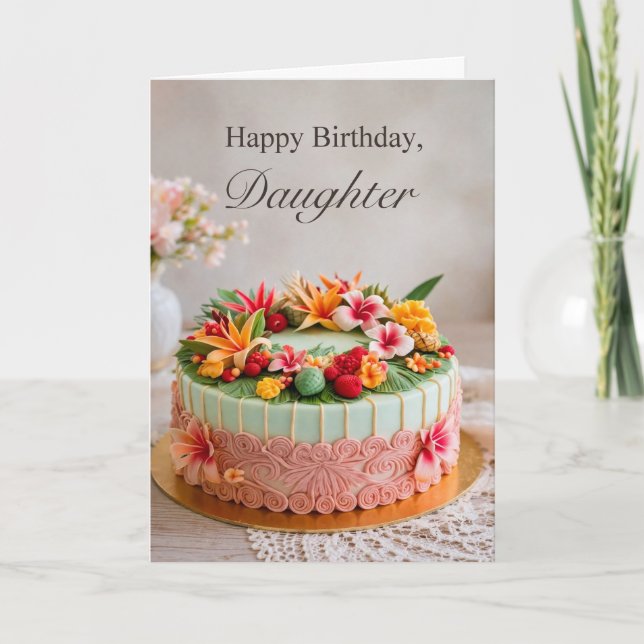 Carte de gâteau tropical pour l'anniversaire d'une (Devant)
