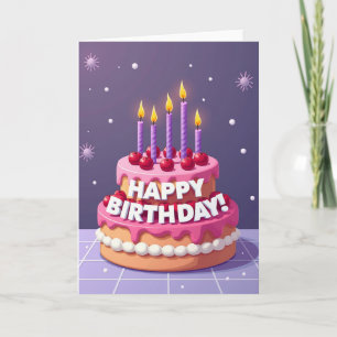 Carte de gâteau violet joyeux