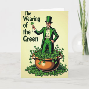 Carte de gentleman en vert portant shamrock