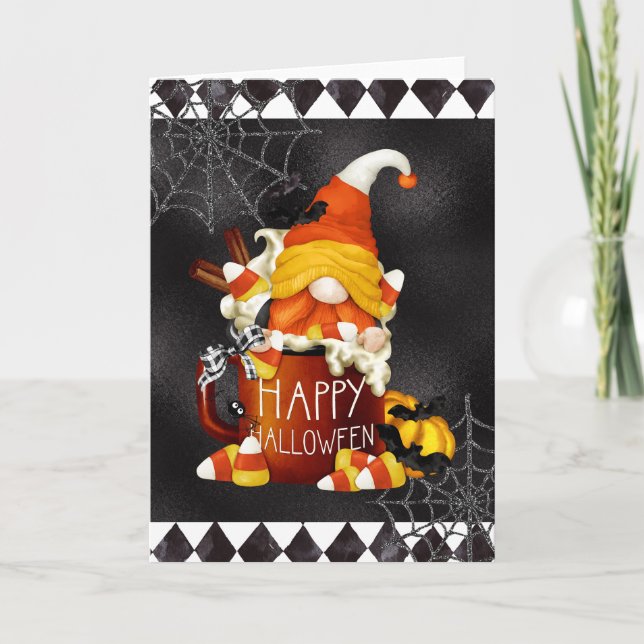 Carte de Gnome de Maïs de Bonbons d'Halloween Joye (Devant)