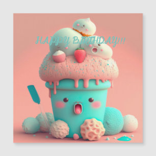 Carte de gobelet à crème glacée Kawaii