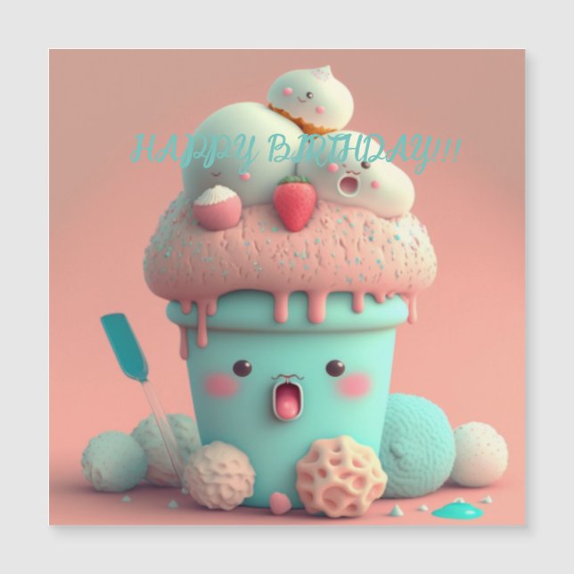 Carte de gobelet à crème glacée Kawaii (Devant)