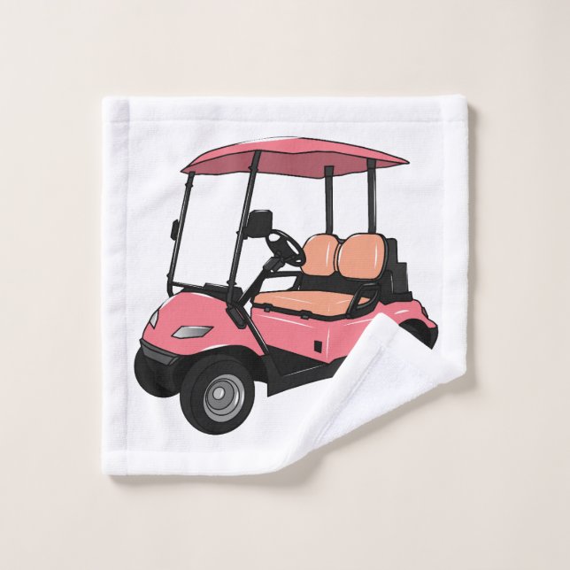 Carte de golf / dessin animé en voiturette de golf (Gant de toilette)