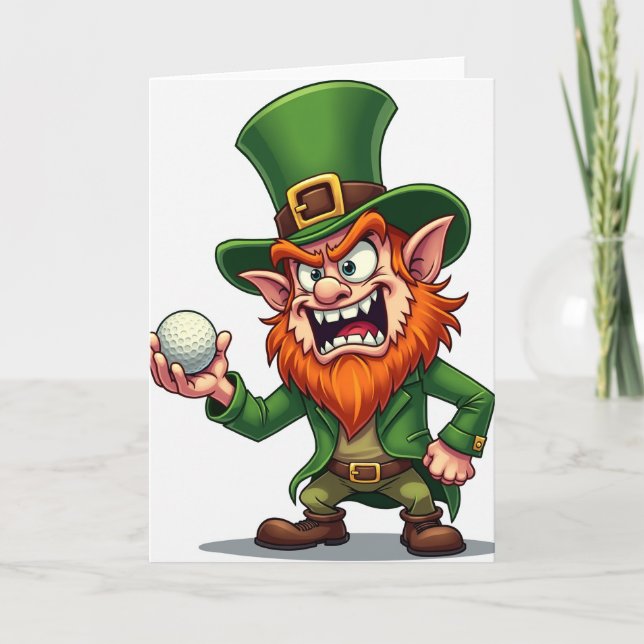 Carte de golf drôle avec lutin en colère (Devant)