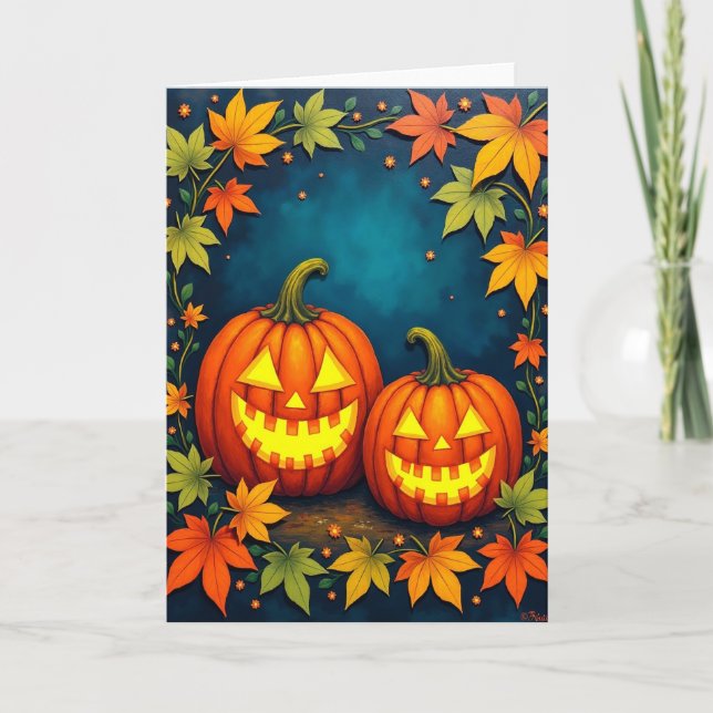 Carte de Gourdes Lumineuses Joyeuses (Devant)