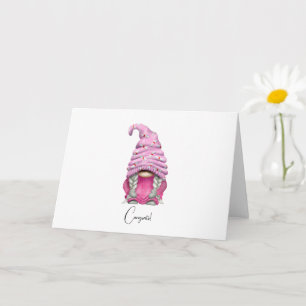 Carte de graduation Chic Rose Gnome personnalisée