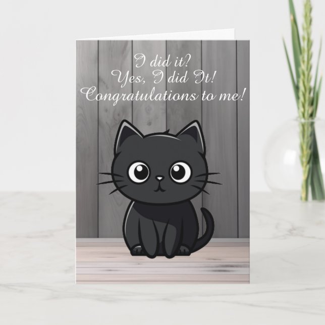 Carte de graduation de chat noir la plus fine (Devant)