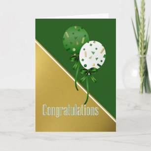 Carte de graduation élégante verte et or