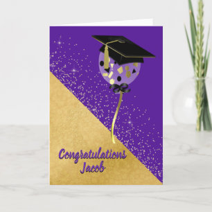 Carte de graduation élégante violet et or