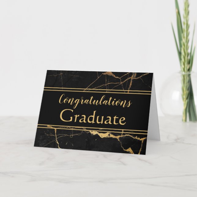 Carte de graduation en marbre d'or contemporain (Devant)