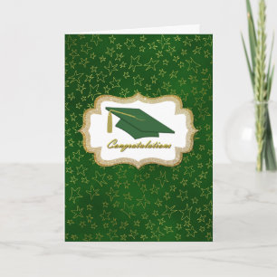 Carte de graduation Green et Gold Stars