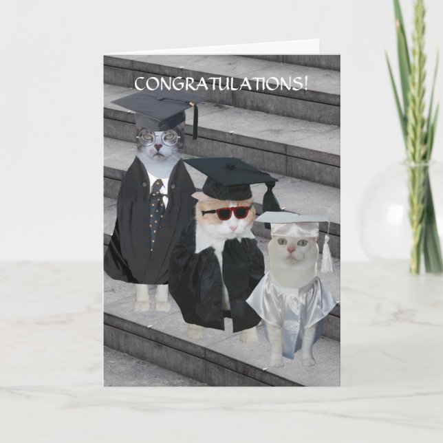 Carte de graduation personnalisable pour chats et  (Devant)