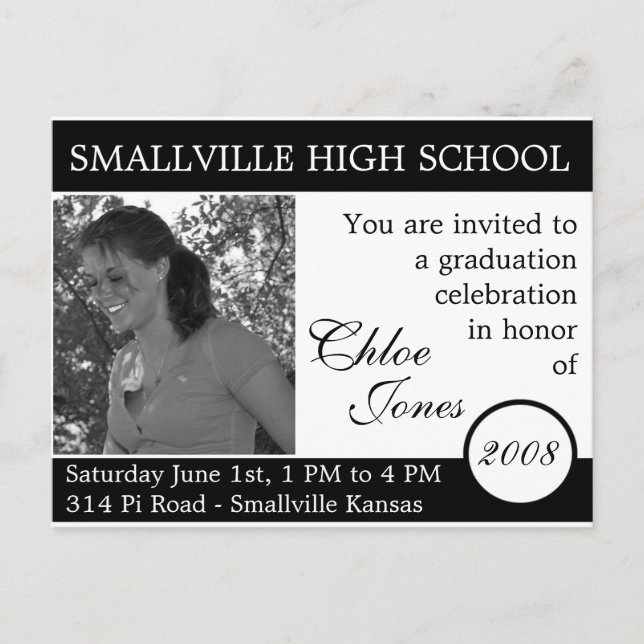 Carte de graduation photo/couleurs personnalisable (Devant)