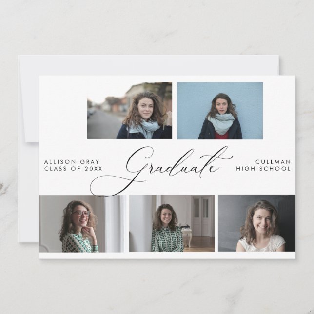 Carte de graduation photo de script moderne (Devant)