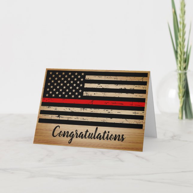 Carte de graduation Rustique mince Red Line Firefi (Devant)