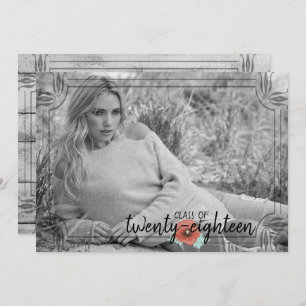 Carte de graduation Rustique White Wood Poppy Flow