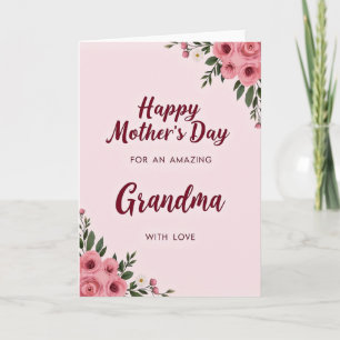Carte de grand-mère à la rose aquarelle