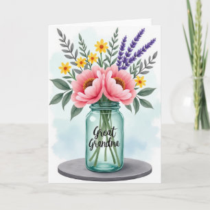 Carte de grand-mère aux fleurs à l'aquarelle