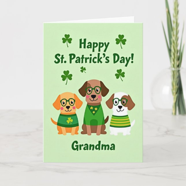 Carte de grand-mère pour la Saint-Patrick en or fa (Devant)