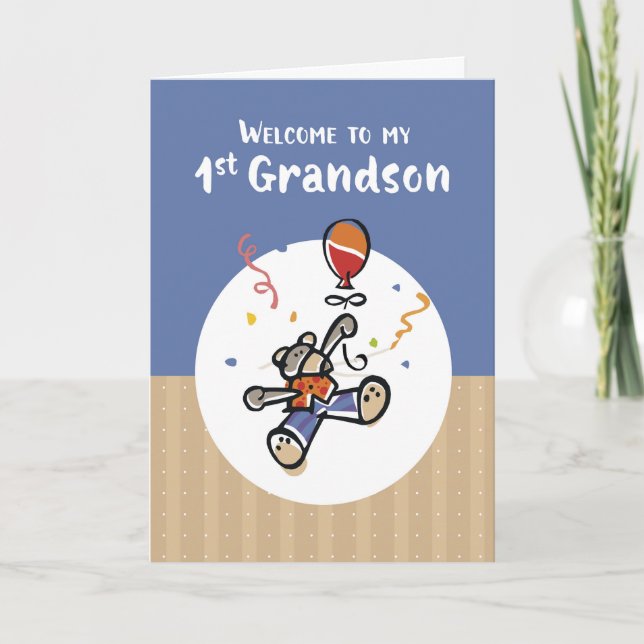 Carte De Grand-Père Premier Grand-Fils Nouveau Bébé Bien (Devant)