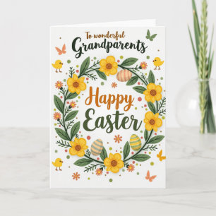 Carte de grands-parents de Pâques en or faux