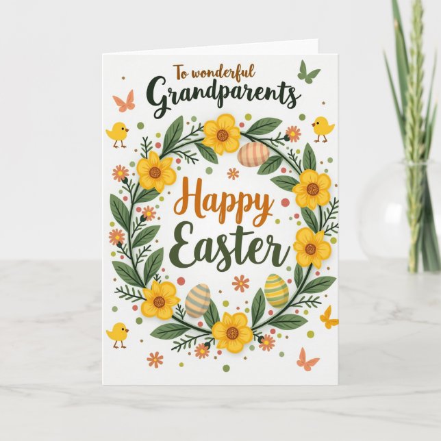 Carte de grands-parents de Pâques en or faux (Devant)