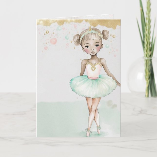 Carte de graphisme de ballerine pour anniversaire  (Devant)