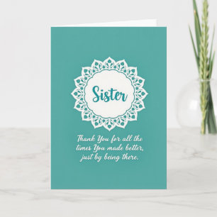 Carte de gratitude artistique Sœur sarcelle