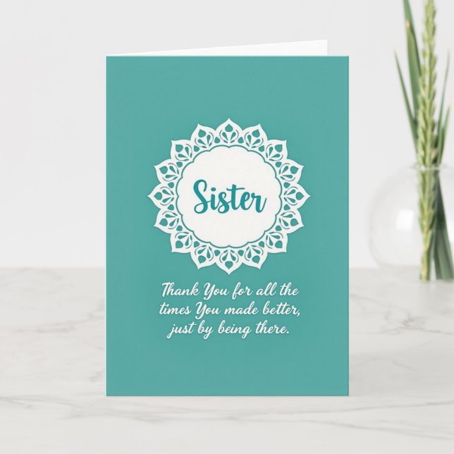Carte de gratitude artistique Sœur sarcelle (Devant)