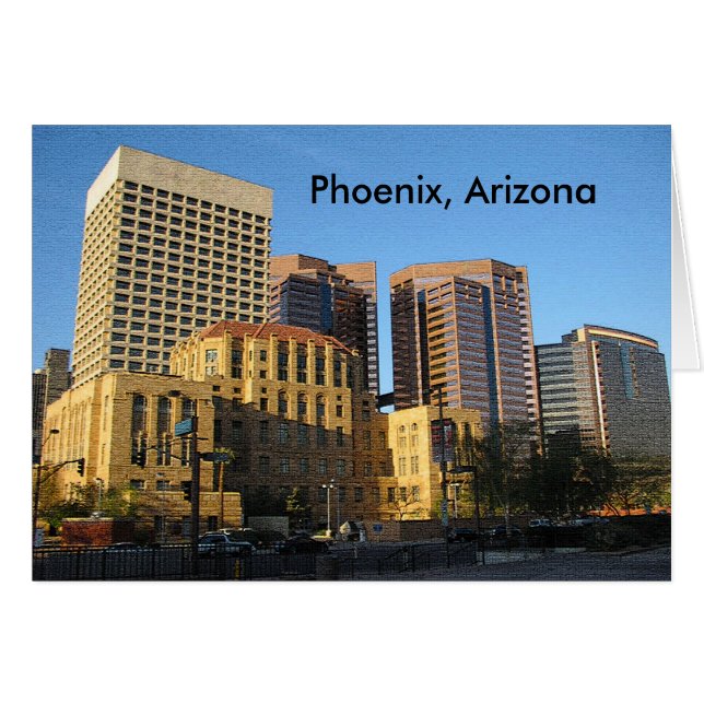 Carte de gratte-ciel de voyage à Phoenix Arizona (Devant horizontal)