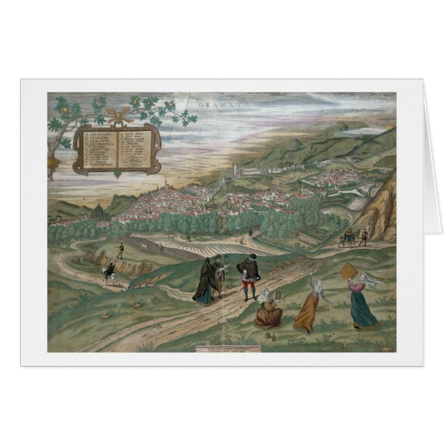 Carte de Grenade, de "Civitates Orbis Terrarum", V (Devant horizontal)