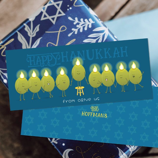Carte de groupe Olives de la Menorah de Hanoukka | (Créateur téléchargé)