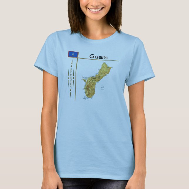 Carte de Guam + Indicateur + Titre T-shirt (Devant)
