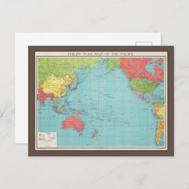 Carte de guerre du Pacifique de Philips, 1945 (Devant / Derrière)