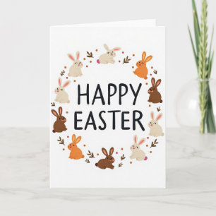 Carte de guirlande de lapin de Pâques joyeux