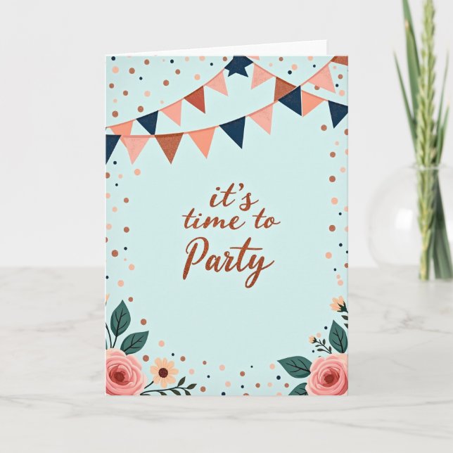 Carte de Guirlande Pailletée pour Fête (Devant)