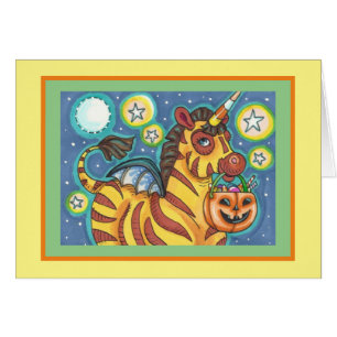 CARTE DE HALLOWEEN AU ZÈBRE AILE DE CHAUVE-SOURIS 