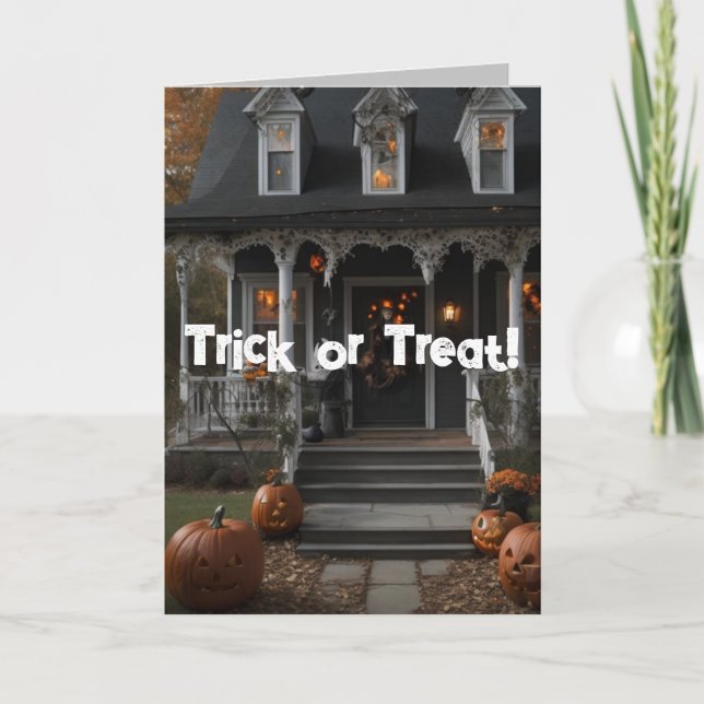 Carte de Halloween avec comptine de 'Trick or Trea (Devant)
