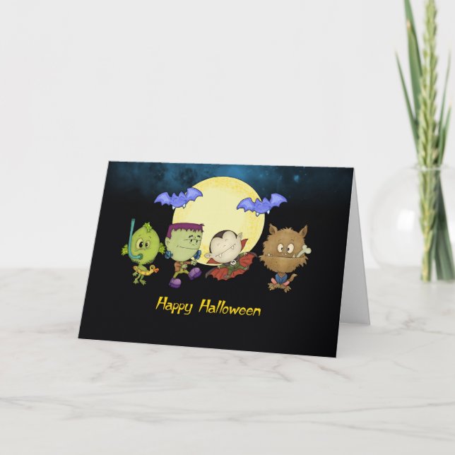 carte de Halloween avec le frankie et les amis - (Devant)