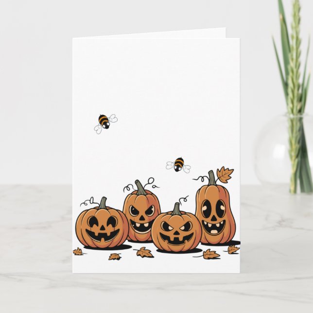 Carte de Halloween Buzz Patch – Abeille Occupée (Devant)