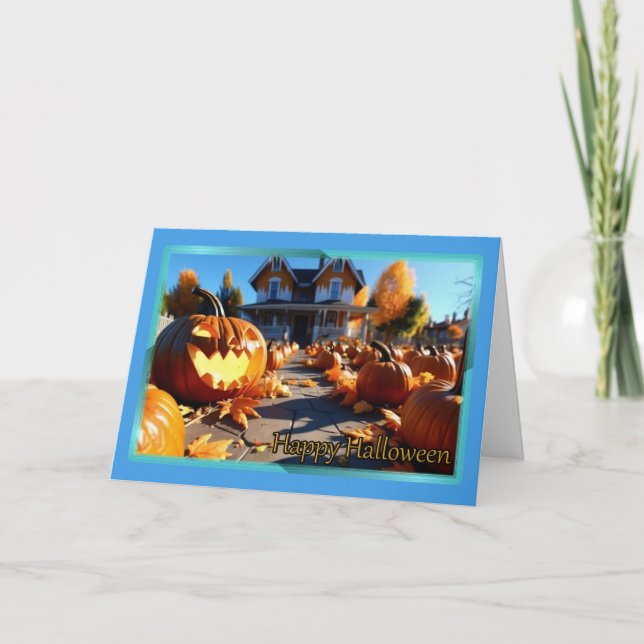 Carte de Halloween Citrouille qui Rit (Devant)