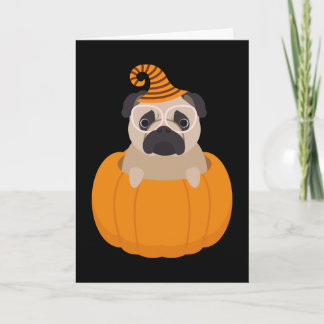 Carte de Halloween de carlin et de citrouille