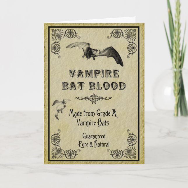 Carte de Halloween de sang de batte de vampire (Devant)