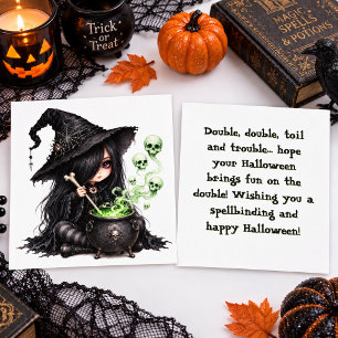 Carte de Halloween de sorcière gothique mignonne