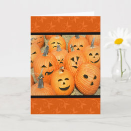 Carte de Halloween Funny Faces Pumpkin Patch
