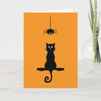 Carte de Halloween Little Black Cat et araignée
