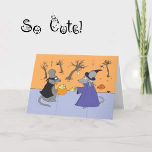 Carte de Halloween mignonne avec des souris en BD 