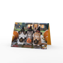 Carte de Halloween pour enfants avec chatons migno