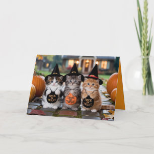 Carte de Halloween pour enfants avec chatons migno