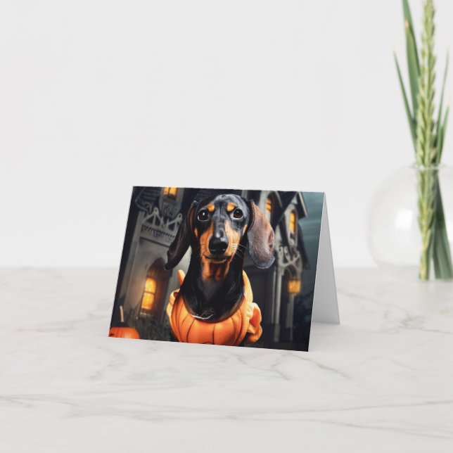 Carte de Halloween pour teckel (Devant)